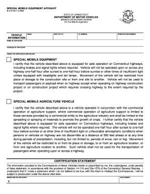 Special Mobile Equipment Affidavit