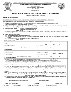 California Security Guard Application