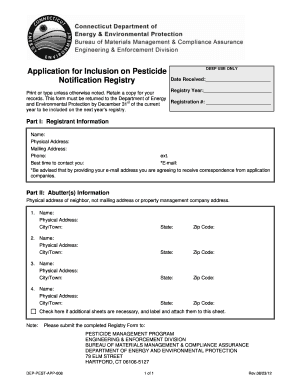 Pesticide Notification Registry Application