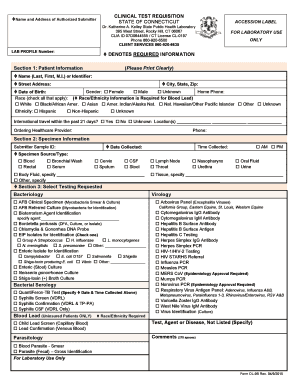 Clinical Test Requisition Form