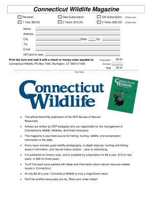 Connecticut Wildlife Magazine Subscription Form