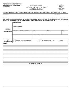 Connecticut Vehicle Tax Correction Notice