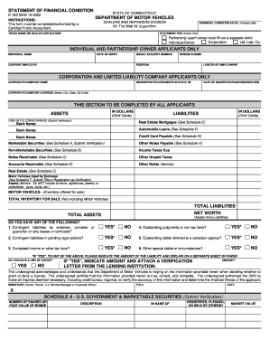 Connecticut Dealer Financial Condition Statement