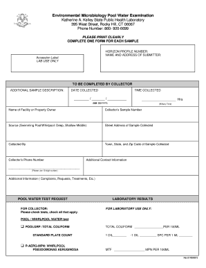 Pool Water Test Request Form