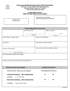 Surface Water Test Request Form