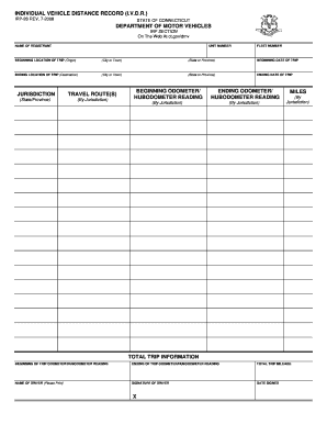 Individual Vehicle Distance Record Form