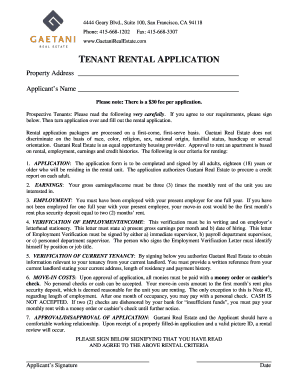 Tenant Rental Application
