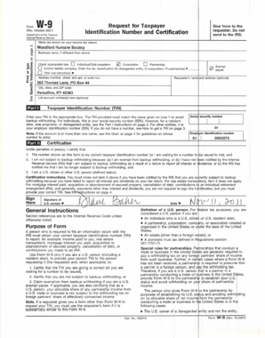 Form W-9 Request for Taxpayer Identification Number and Certification