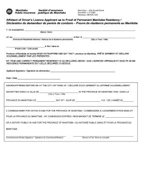 Affidavit of Driver's Licence Applicant