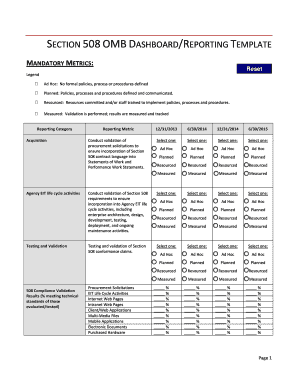 Section 508 OMB Dashboard Reporting Template