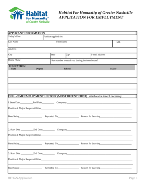 Habitat for Humanity Employment Application