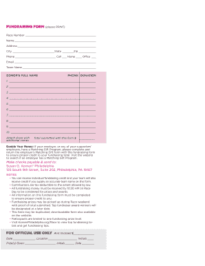 Susan G. Komen Philadelphia Fundraising Form