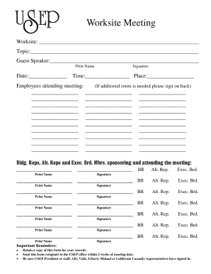 Worksite Meeting Sign in Sheet - United School Employees of Pasco