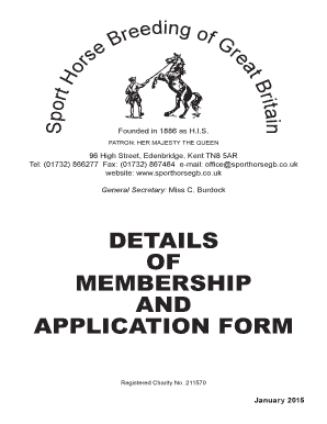 Sport Horse Breeding of Great Britain Membership Application Form