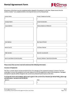 Rental Agreement Form