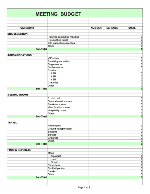 Meeting Budget Template