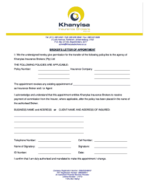 Broker's Letter of Appointment