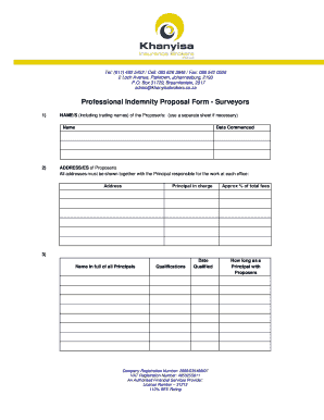 Professional Indemnity Proposal Form - Surveyors