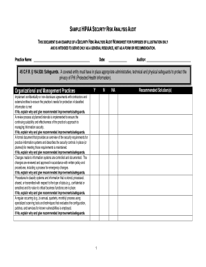 HIPAA Security Risk Analysis Audit Worksheet