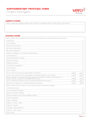 Supplementary Proposal Form for Project Managers