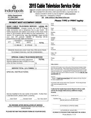 Indiana Convention Center Cable Service Order Form