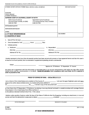 California At-Issue Memorandum Form