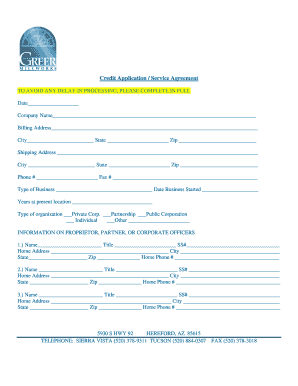 Credit Application Service Agreement
