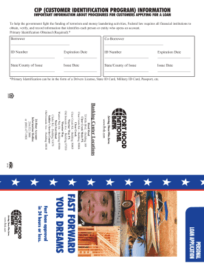Customer Identification Program Loan Application