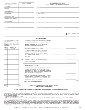 Bank Account Change of Address Form