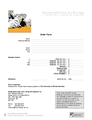 Sustainability by Design Order Form