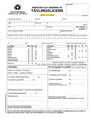 Swedish Motorsport Federation Competition License Application