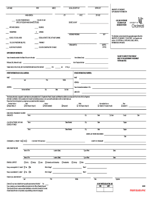 University of Cincinnati Supplementary Information Form