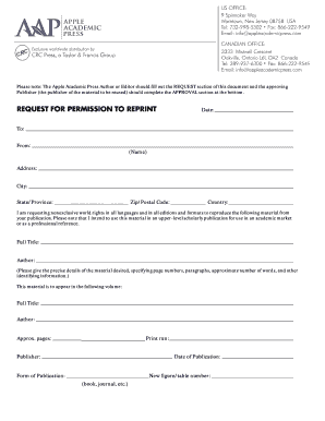 Request for Permission to Reprint