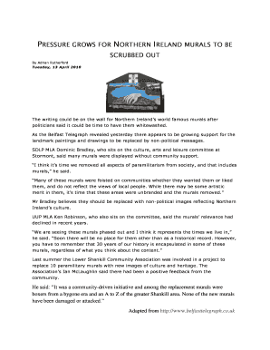 PRESSURE GROWS FOR NORTHERN IRELAND MURALS TO BE