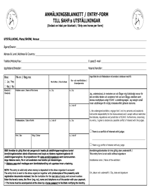 Horse Show Entry Form