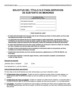 Solicitud del Título IV-D para Servicios de Sustento de Menores