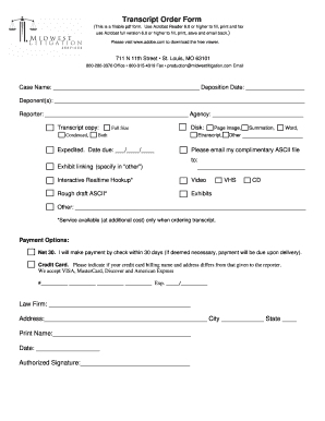 Transcript Order Form