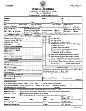 Louisiana HIV Case Report Form