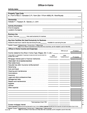 IRS Office-in-Home Income and Expenses Form