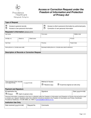 Access or Correction Request under FOIPPA