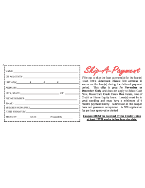 Credit Union Loan Payment Skip Request