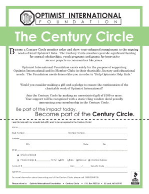 Century Circle Membership Application