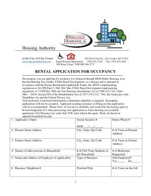 Rental Application for Public Housing