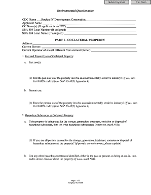 Environmental Questionnaire for SBA 504 Loan
