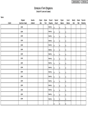 Schedule of Term Obligations
