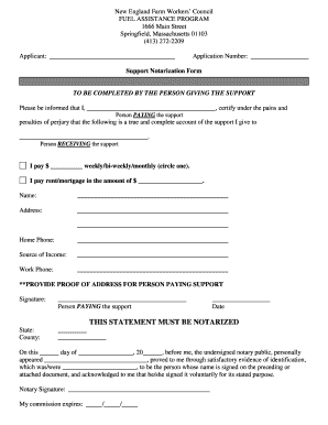 Fuel Assistance Program Support Notarization Form
