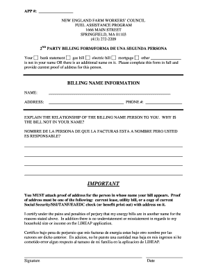 Second Party Billing Form
