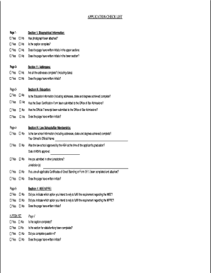 Bar Admission Application Checklist