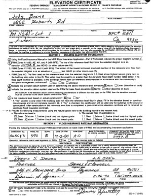 Elevation Certificate for Flood Insurance