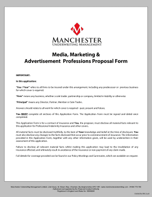 Media Marketing Advertisement Professions Proposal Form